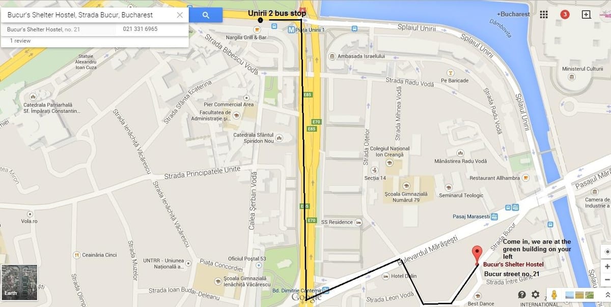 નકશો છાત્રાલય bucuresti